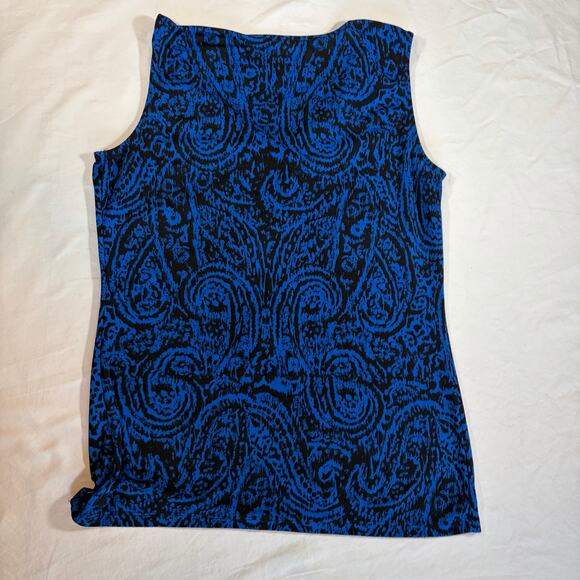 The Limited women’s v-neck sleeveless top. Blue/black with ruffle front. Size S - Picture 4 of 5